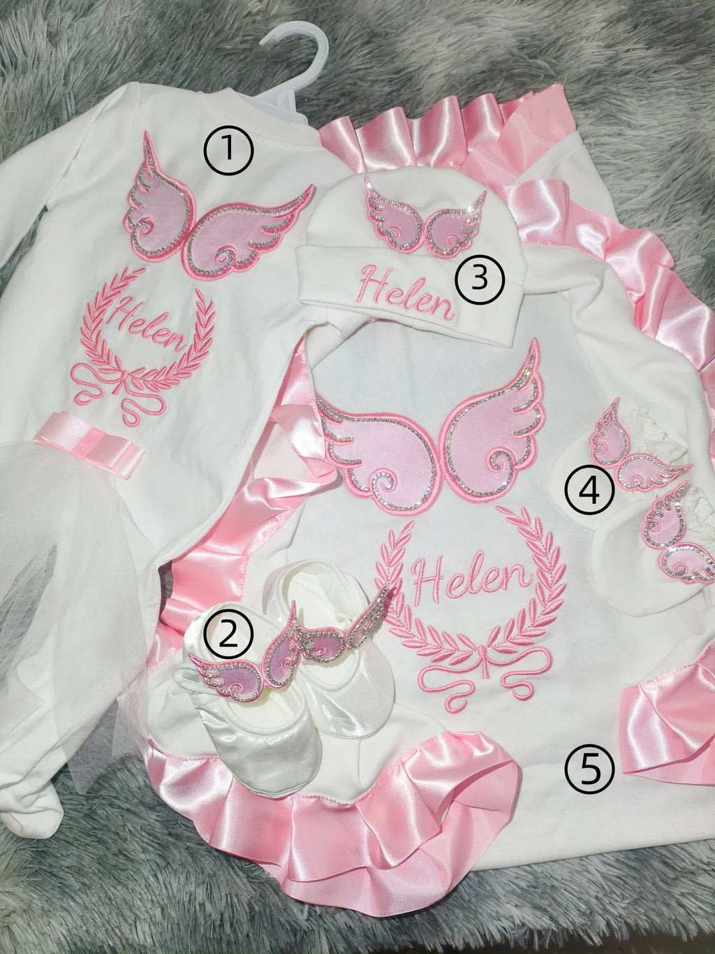 Newborn Baby Girl Coming Home Outfit – Anti-Scratch Soft Breathable Fabric with Custom Name for Christening