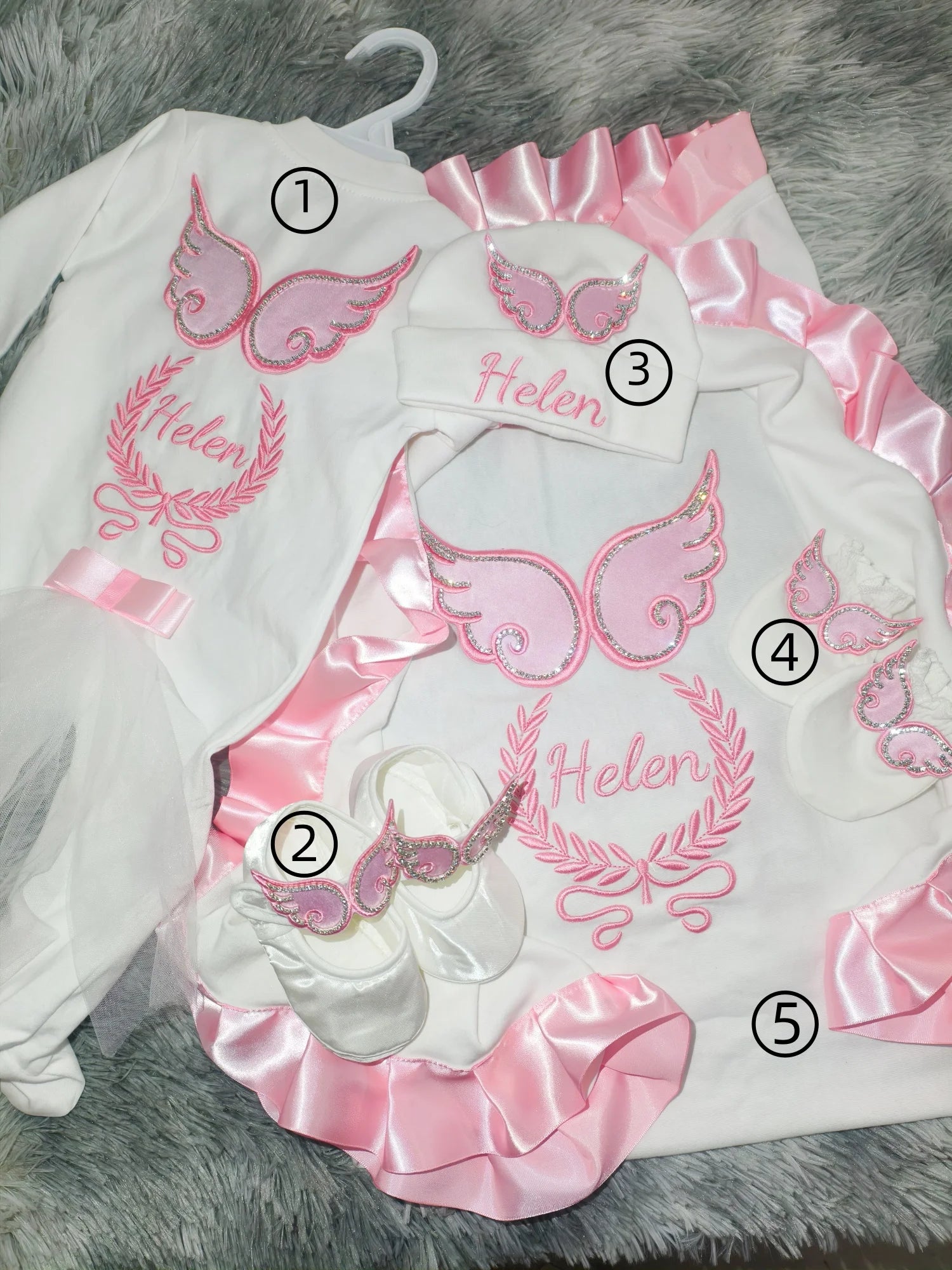 Newborn Baby Girl Coming Home Outfit – Anti-Scratch Soft Breathable Fabric with Custom Name for Christening